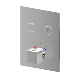 2 ways out thermostatic concealed mixer with one handle for temperature control and buttons ON/OFF.