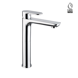 Single-lever mixer, high version for above counter basin without pop-up waste set. 