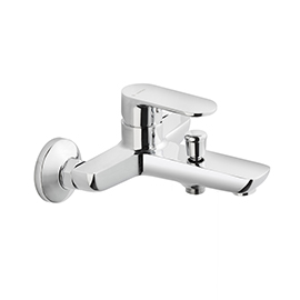 Single-lever exposed bath mixer with automatic diverter