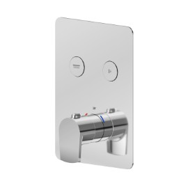 2 ways out thermostatic concealed mixer with one handle for temperature control and buttons ON/OFF.