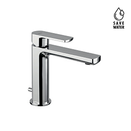 Single lever basin mixer with 1"1/4 pop-up waste set.