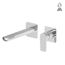 Single lever wall mixer group without pop-up waste set