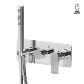Complete concealed shower group, with shower set and 2 ways out diverter.