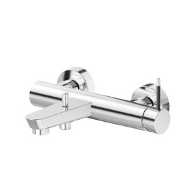 Single-lever exposed bath mixer with automatic diverter.