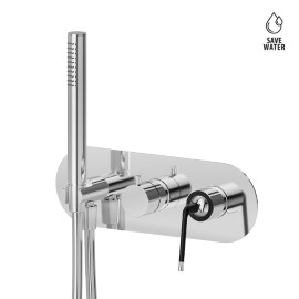 Complete concealed shower group, with shower set and 2 ways out diverter.