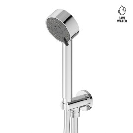 Set doccia completo di doccetta 3 getti in ABS, flessibile e supporto con presa acqua.
