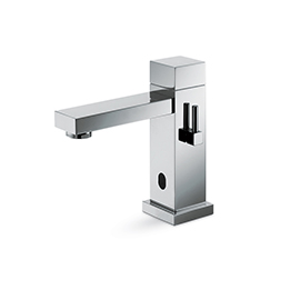 Wash basin tap with manually-adjustable mixing device by stop valves included