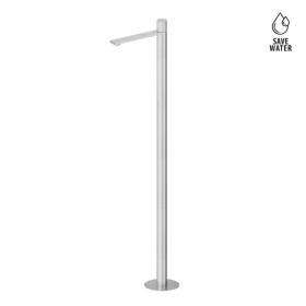 Single lever basin mixer with floor pillar union.