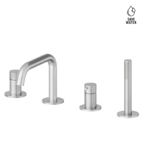 4-hole complete set of deck-mounted mixer, spout, diverter and hand shower set