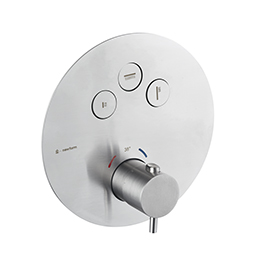 3 ways out thermostatic concealed mixer with one handle for temperature control and button ON/OFF.