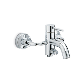 Single-lever exposed bath mixer with automatic diverter