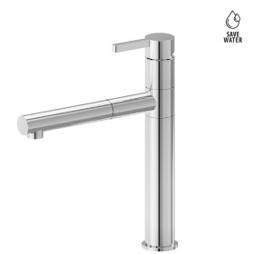 Single-lever sink mixer with swivel spout and single jet pull-out hand shower