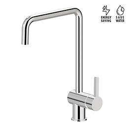 Single-lever sink mixer with squared swivel spout