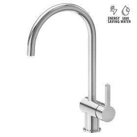 Single-lever sink mixer with round swivel spout