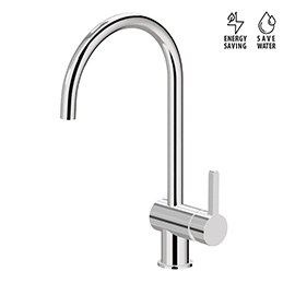 Single-lever sink mixer with round swivel spout