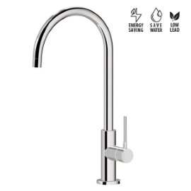 Single-lever sink mixer with round swivel spout