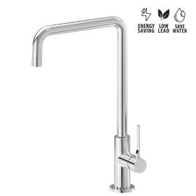 Single-lever sink mixer with squared swivel spout