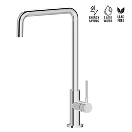 Single-lever sink mixer with squared swivel spout