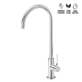 Single-lever sink mixer with high round swivel spout