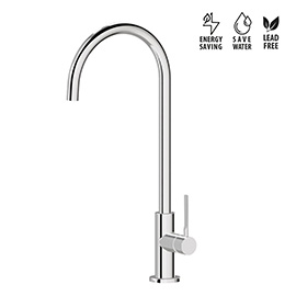 Single-lever sink mixer with high round swivel spout