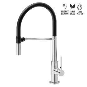 Single-lever sink mixer with swivel and adjustable spout