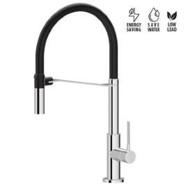 Single-lever sink mixer with swivel and adjustable spout