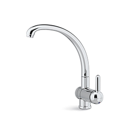 Single-lever sink mixer with swivel, folding and conical spout