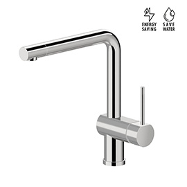 Single-lever sink mixer with swivel spout and outlet, diam. 28 mm. 3/8” female connection hoses