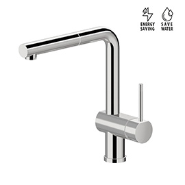 Single-lever sink mixer with swivel spout and pull-out hand shower