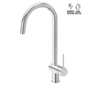 Single-lever sink mixer, round and tubular swivel spout, with pull-out hand shower