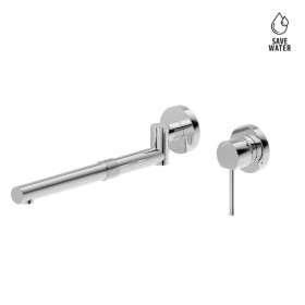 Wall sink group with single-lever mixer and swivel and extensible spout