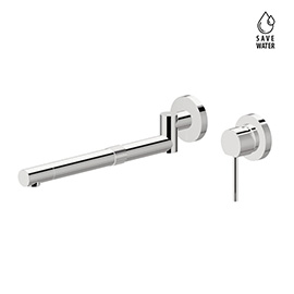 Wall sink group with single-lever mixer and swivel and extensible spout