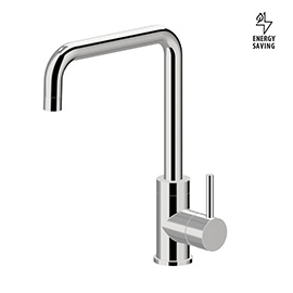 Single-lever sink mixer with squared swivel spout