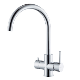 Complete set consisting of single-lever sink mixer with swivel spout and dishwashing hand shower with stop.