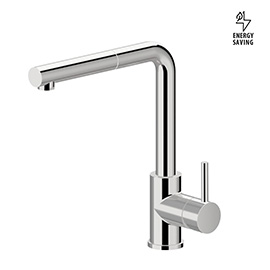 Single-lever sink mixer with swivel spout and pull-out hand shower