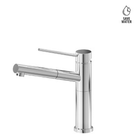 Single-lever sink mixer with swivel spout and pull-out hand shower