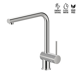 Single-lever sink mixer with “L” swivel spout.