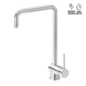 Single-lever sink mixer with swivel, folding and squared spout