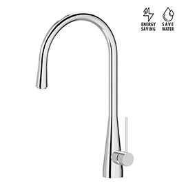 Single-lever sink mixer, round swivel spout.