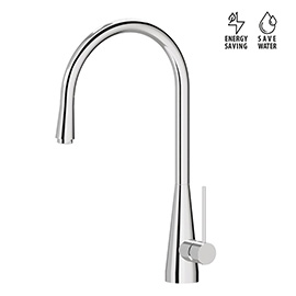 Single-lever sink mixer, round swivel spout and single jet pull-out hand shower