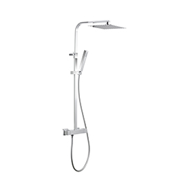 Shower pillar with exposed thermostatic  mixer