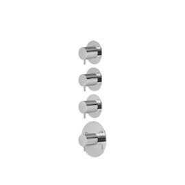 Concealed thermostatic multifunction selectors with 3-way out
