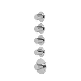 Concealed thermostatic multifunction selectors with 4-way out