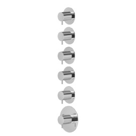 Concealed thermostatic multifunction selector with 5-way out