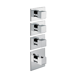 Concealed thermostatic multifunction selectors with 3-way out