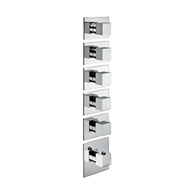 Concealed thermostatic multifunction selector with 5-way out