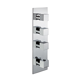 Concealed thermostatic multifunction selectors with 3-way out