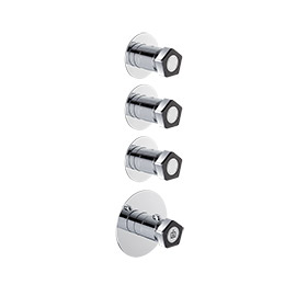 Concealed thermostatic multifunction selectors with 3-way out