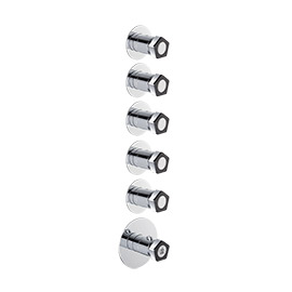Concealed thermostatic multifunction selector with 5-way out
