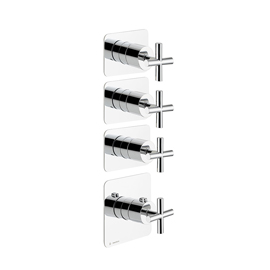 Concealed thermostatic multifunction selectors with 3-way out